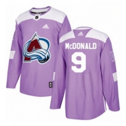 Youth Adidas Colorado Avalanche 9 Lanny McDonald Authentic Purple Fights Cancer Practice NHL Jersey 