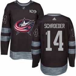 Mens Adidas Columbus Blue Jackets 14 Jordan Schroeder Premier Black 1917 2017 100th Anniversary NHL Jersey 