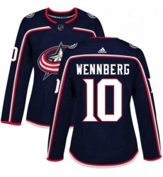 Womens Adidas Columbus Blue Jackets 10 Alexander Wennberg Premier Navy Blue Home NHL Jersey 