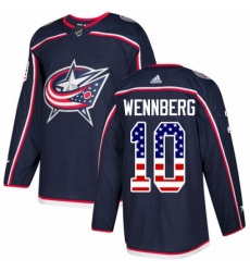 Youth Adidas Columbus Blue Jackets 10 Alexander Wennberg Authentic Navy Blue USA Flag Fashion NHL Jersey 