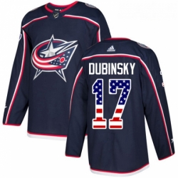 Youth Adidas Columbus Blue Jackets 17 Brandon Dubinsky Authentic Navy Blue USA Flag Fashion NHL Jersey 