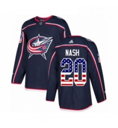 Youth Adidas Columbus Blue Jackets 20 Riley Nash Authentic Navy Blue USA Flag Fashion NHL Jersey 