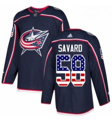 Youth Adidas Columbus Blue Jackets 58 David Savard Authentic Navy Blue USA Flag Fashion NHL Jersey 