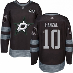 Mens Adidas Dallas Stars 10 Martin Hanzal Premier Black 1917 2017 100th Anniversary NHL Jersey 