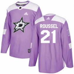 Mens Adidas Dallas Stars 21 Antoine Roussel Authentic Purple Fights Cancer Practice NHL Jersey 