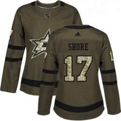 Womens Adidas Dallas Stars 17 Devin Shore Authentic Green Salute to Service NHL Jersey 