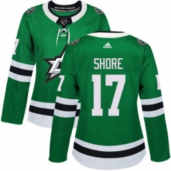 Womens Adidas Dallas Stars 17 Devin Shore Premier Green Home NHL Jersey 