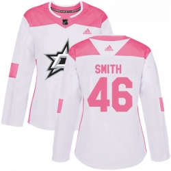 Womens Adidas Dallas Stars 46 Gemel Smith Authentic WhitePink Fashion NHL Jersey 