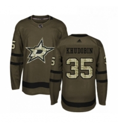 Youth Adidas Dallas Stars 35 Anton Khudobin Premier Green Salute to Service NHL Jersey 