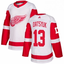 Mens Adidas Detroit Red Wings 13 Pavel Datsyuk Authentic White Away NHL Jersey 