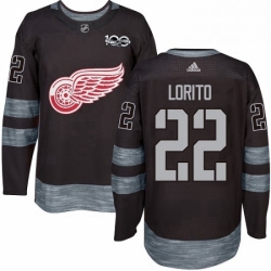 Mens Adidas Detroit Red Wings 22 Matthew Lorito Premier Black 1917 2017 100th Anniversary NHL Jersey 