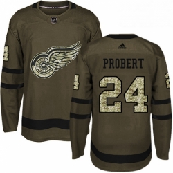 Mens Adidas Detroit Red Wings 24 Bob Probert Authentic Green Salute to Service NHL Jersey 