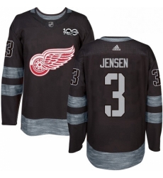 Mens Adidas Detroit Red Wings 3 Nick Jensen Premier Black 1917 2017 100th Anniversary NHL Jersey 