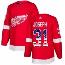 Mens Adidas Detroit Red Wings 31 Curtis Joseph Authentic Red USA Flag Fashion NHL Jersey 