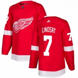 Mens Adidas Detroit Red Wings 7 Ted Lindsay Authentic Red Home NHL Jersey 