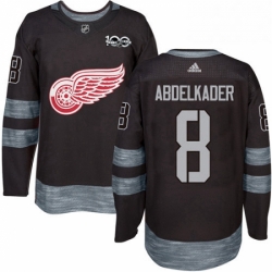 Mens Adidas Detroit Red Wings 8 Justin Abdelkader Premier Black 1917 2017 100th Anniversary NHL Jersey 