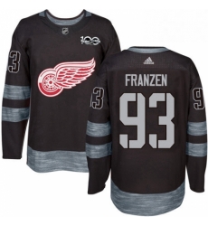 Mens Adidas Detroit Red Wings 93 Johan Franzen Premier Black 1917 2017 100th Anniversary NHL Jersey 