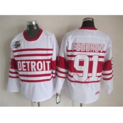 NHL Detroit Red Wings 91 Fedorov white jerseys[m&n 75th]