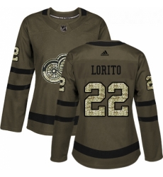 Womens Adidas Detroit Red Wings 22 Matthew Lorito Authentic Green Salute to Service NHL Jersey 