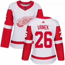 Womens Adidas Detroit Red Wings 26 Thomas Vanek Authentic White Away NHL Jersey 