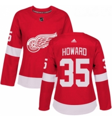 Womens Adidas Detroit Red Wings 35 Jimmy Howard Authentic Red Home NHL Jersey 