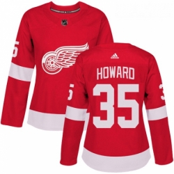 Womens Adidas Detroit Red Wings 35 Jimmy Howard Authentic Red Home NHL Jersey 