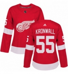 Womens Adidas Detroit Red Wings 55 Niklas Kronwall Authentic Red Home NHL Jersey 