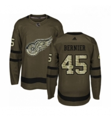 Youth Adidas Detroit Red Wings 45 Jonathan Bernier Premier Green Salute to Service NHL Jersey 