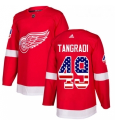 Youth Adidas Detroit Red Wings 49 Eric Tangradi Authentic Red USA Flag Fashion NHL Jersey 