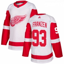 Youth Adidas Detroit Red Wings 93 Johan Franzen Authentic White Away NHL Jersey 