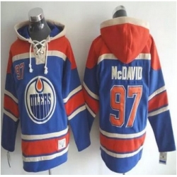 Edmonton Oilers #97 Connor McDavid Light Blue Sawyer Hooded Sweatshirt Stitched NHL Jersey