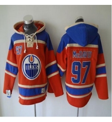 Edmonton Oilers #97 Connor McDavid Orange Sawyer Hooded Sweatshirt Stitched NHL jersey