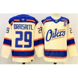 Men Edmonton Oilers 29 Leon Draisaitl Light Beige Alternate With A Patch Stitched Hockey Jersey Men Edmonton Oilers 29 Leon Draisaitl Light Beige Alternate With A Patch Stitched Hockey Jersey