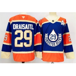 Men Edmonton Oilers 29 Leon Draisaitl Royal 2024 25 With A Patch Heritage Classic Primegreen Stitched Jersey