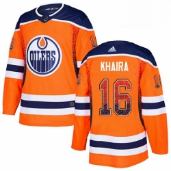 Mens Adidas Edmonton Oilers 16 Jujhar Khaira Authentic Orange Drift Fashion NHL Jersey 