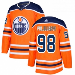 Mens Adidas Edmonton Oilers 98 Jesse Puljujarvi Authentic Orange Home NHL Jersey 