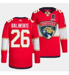 Men Florida Panthers 26 Uvis Balinskis Red Home 2024 Stanley Cup Champions Stitched Jersey