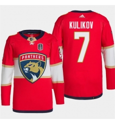 Men Florida Panthers 7 Dmitry Kulikov Red 2024 Stanley Cup Final Patch Stitched Jersey