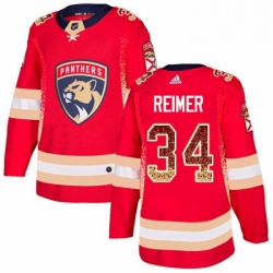 Mens Adidas Florida Panthers 34 James Reimer Authentic Red Drift Fashion NHL Jersey 