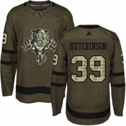 Mens Adidas Florida Panthers 39 Michael Hutchinson Premier Green Salute to Service NHL Jersey 