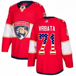 Mens Adidas Florida Panthers 71 Radim Vrbata Authentic Red USA Flag Fashion NHL Jersey 