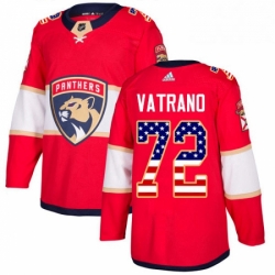 Mens Adidas Florida Panthers 72 Frank Vatrano Authentic Red USA Flag Fashion NHL Jersey 