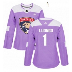 Womens Adidas Florida Panthers 1 Roberto Luongo Authentic Purple Fights Cancer Practice NHL Jersey 