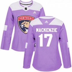 Womens Adidas Florida Panthers 17 Derek MacKenzie Authentic Purple Fights Cancer Practice NHL Jersey 