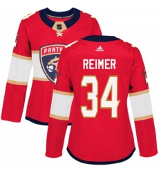 Womens Adidas Florida Panthers 34 James Reimer Premier Red Home NHL Jersey 