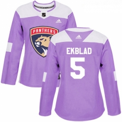 Womens Adidas Florida Panthers 5 Aaron Ekblad Authentic Purple Fights Cancer Practice NHL Jersey 