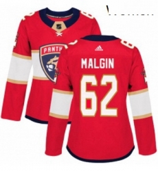 Womens Adidas Florida Panthers 62 Denis Malgin Premier Red Home NHL Jersey 