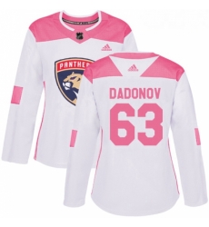 Womens Adidas Florida Panthers 63 Evgenii Dadonov Authentic WhitePink Fashion NHL Jersey 