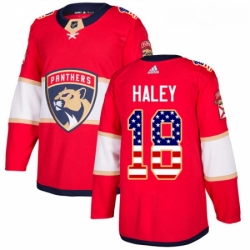 Youth Adidas Florida Panthers 18 Micheal Haley Authentic Red USA Flag Fashion NHL Jersey 