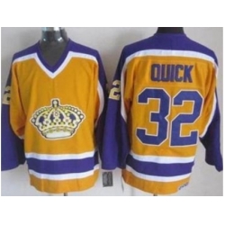 Los Angeles Kings #32 Jonathan Quick Yellow Stitched NHL Jersey